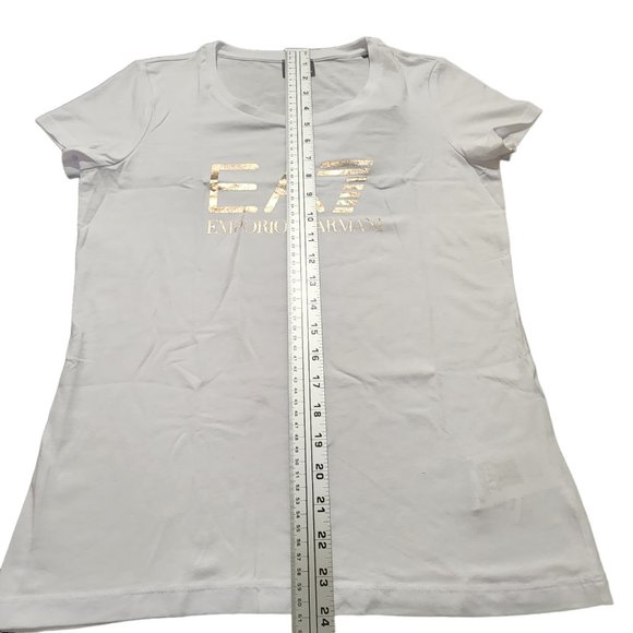 Emporio Armani White Tee with Gold Logo - Picture 9 of 9